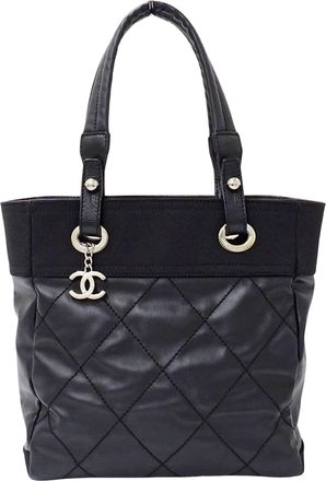 Chanel Black Coated Canvas Tote Bag (Pre-Owned)