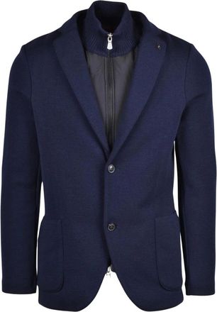 Gran Sasso Jassen, Heren, Blauw, M, Wol, Gebreid jasje