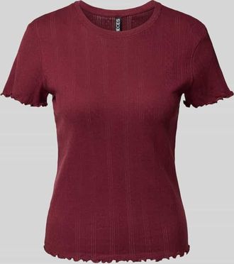 Pieces Slim Fit T-Shirt aus reiner Baumwolle Modell MARIE in Dunkelrot, Größe XL