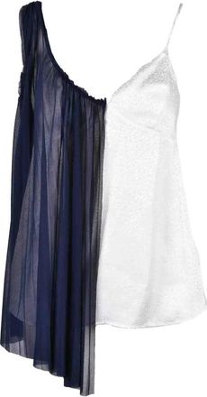 Erika Cavallini Semi Couture White/Blue Silk Polyester Top