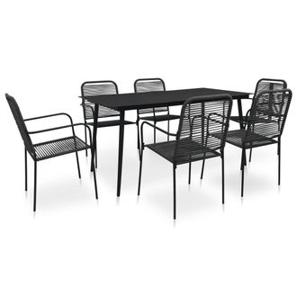 vidaXL Cena De 7 Pc Set Para Cuerda De Algod&oacute;n De Jard&iacute;n Y Acero Negro