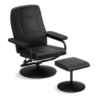 Costway Costway Reclining Chair 360&deg;Swivel Recliner with Adjustable Backrest in Black