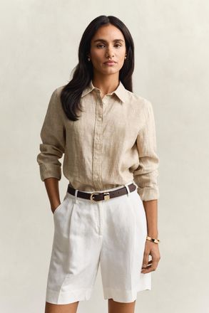 GANT Women Regular Fit Linen Shirt (46) OAT BEIGE