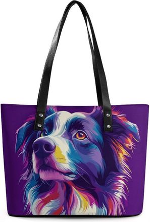 Generic Colorful Border Collie Dog Tote Bags for Women Cute Shoulder Purses Handbags