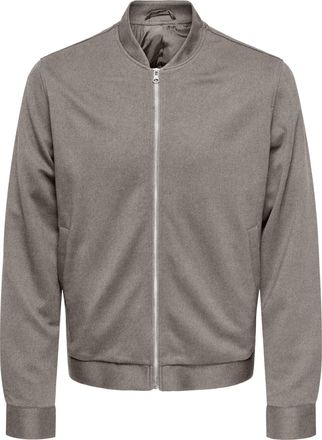 Only & Sons Bomberjacke ONLY & SONS ONSMARK BRUSH PIQUE 0353 BOMBER, Herren, Gr. XXL, falcon, Web, Obermaterial: 64% Polyester, 33% Viskose, 3% Elasthan, meliert,