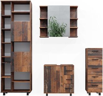 Vicco Conjunto De Muebles De Ba&ntilde;o Ilias, Roble R&uacute;stico, 4 Piezas