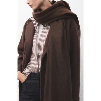 Mango Fringe Scarf in Chocolate at Nordstrom