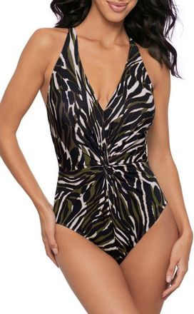 Magic Suit By Miraclesuit Safari Sands Drew Strappy One-Piece Swimsuit in Black/Multi at Nordstrom, Size 16