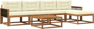 vidaXL Conjunto De Sof&aacute;s De Exterior 6 Uds. Natural Y Crema Vidaxl