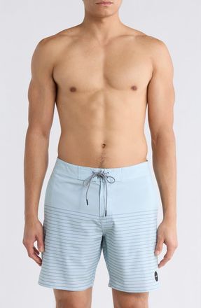 Rvca Current Stripe Water Repellent Board Shorts in Blue Haze at Nordstrom Rack, Size 28