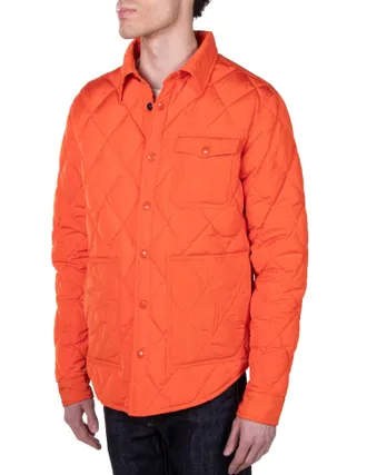 Schott NYC Down-Filled Quilted Shirt Jacket In Orange
