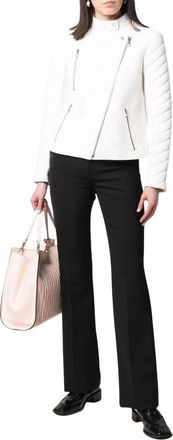 Ferragamo Womens Biker Leather Jacket In White