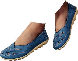 Generic Orthopedic Shoes,Orthopedic Loafers for Women, Loafers in Breathable Leather,Casual Round Toe Soft Walking Business Shoes Slip-On Low Top Light Weight