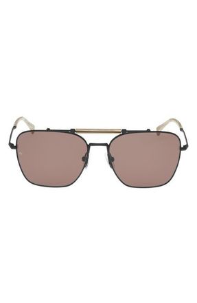 Rag & Bone 56mm Navigator Sunglasses in Black /Bone Horn /Brown at Nordstrom