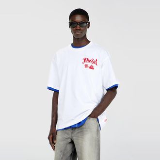 Diesel Cotton T-shirt with flock graphic - T-Shirts - Man - White