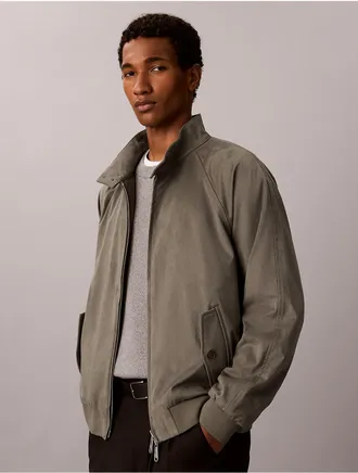 Calvin Klein Mens Faux Suede Raglan Jacket - Green - L