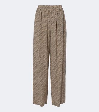 Balenciaga Pantaloni pigiama in seta con logo