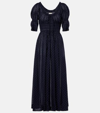 D&ocirc;en D&ocirc;en Ischia gathered polka-dot cotton midi dress