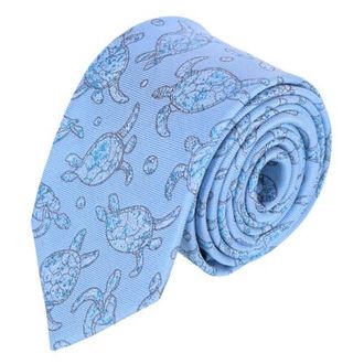 Trafalgar Store Morla The Wise Sea Turtle Linen Blend Novelty Necktie in Light Blue at Nordstrom