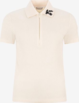 Moncler Rippstrick-Polohemd mit Kristallen