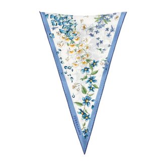 Ferragamo Silky Scarves, female, Blue, Size: ONE SIZE Asymmetrical Floral Motif Scarf