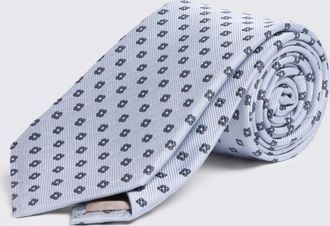 Moss Mid Blue Silk Ditsy Medallion Tie