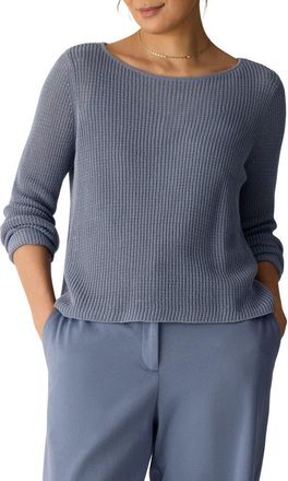 Eileen Fisher Organic Cotton & Silk Ballet Neck Sweater in Flint at Nordstrom, Size Xx-Small