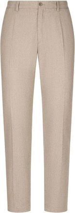 Dolce & Gabbana Op Maat Gemaakte Cashmere Blend Broek - Heren - Nette broeken - Beige - L - Leer - Broeken