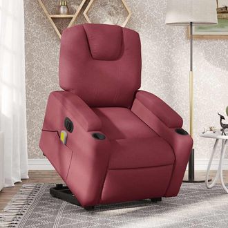 vidaXL Vidaxl - Sill&oacute;n De Masaje Elevable El&eacute;ctrico Tela Rojo Tinto