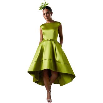 Coast High Low Twill Midi Dress in Chartreuse at Nordstrom, Size 4