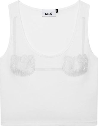 GCDS Gcds, Tops, Dames, Wit, 2Xs, Katoen, Hello Kitty Bh Top