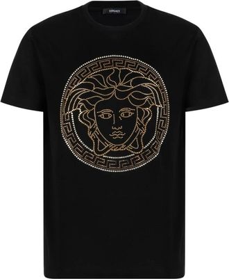 Versace Medusa Geborduurd T-shirt - Heren - T-shirts - Zwart - XL - Katoen - Tops