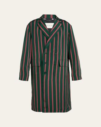 Dries Van Noten Mens Striped Viscose-Silk Coat