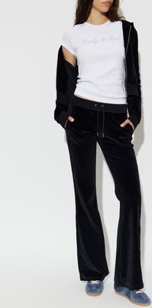 Sporty & Rich Velvet Sweatshirt From The Rich Girl Drop Collection, Womens, Black