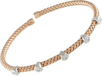 Luxury Bazaar 14kt ros&eacute;- en witgouden armband met diamant - Roze