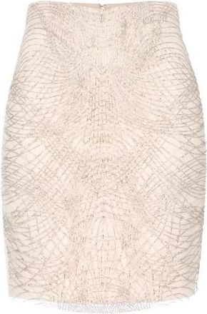 Elisabetta Franchi Rokken, Dames, Beige, XS, Polyester, Rok in lichtgewicht cr&ecirc;pe met geborduurde kristallen