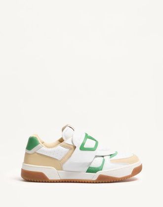 Valentino Garavani Joie De Jouer Low-Top Trainer In Nappa Calfskin Man WHITE/SHELL/GREEN 40.5