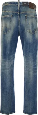 Dsquared2 Mens Blue Jeans With Distressed Effect Cotton