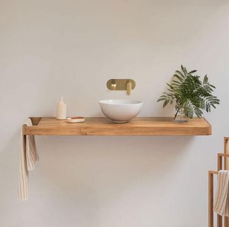 Sklum Conjunto De Mueble De Ba&ntilde;o 130x45 Cm Suspendido En Madera De Teca Neill Sklum