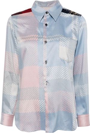 Comme Des Garçons check-pattern detailing shirt - women - Polyester - L - Blue