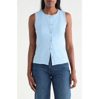 Cyrus Lace Trim Button-Up Vest in Blue Falls at Nordstrom Rack, Size X-Large