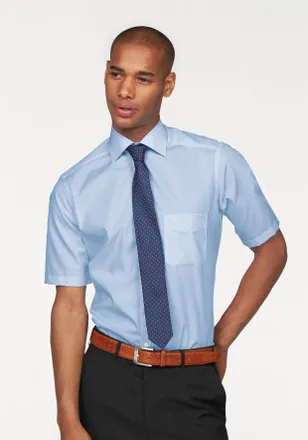 Olymp Businesshemd OLYMP Luxor modern fit, Herren, Gr. 38, N-Gr, blau (hellblau), Web, Obermaterial: 100% Baumwolle, unifarben, tailliert, Hemden Businesshe