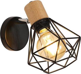 OEM L&aacute;mpara De Pared De Estilo Industrial, L&aacute;mpara De Pared Giratoria 360&deg;, L&aacute;mpara De Jaula De Metal Negro