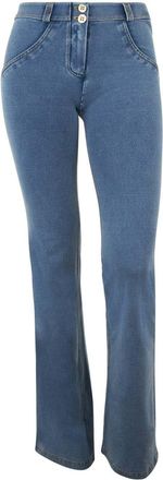 Freddy Leggings FREDDY Leggings WRUP11LS446, Damen, Gr. L, EURO, blau (denim blu medio, gelb seams), Obermaterial: 84% Baumwolle CO. 16% Elasthan EL., Hosen 