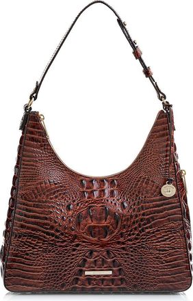 Brahmin Tabitha Croc Embossed Leather Shoulder Bag in Pecan Melbourne at Nordstrom