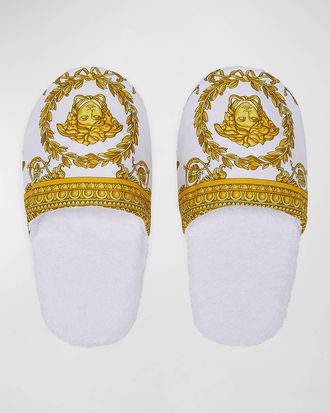 Versace Mens Barocco-Print Mule Slippers