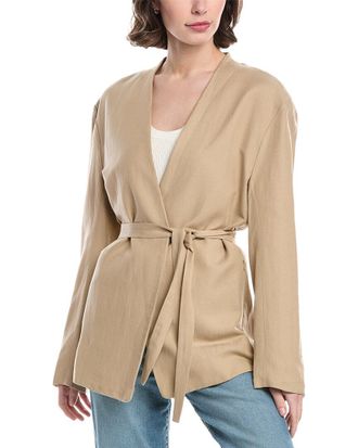 Enza Costa Twill Belted Linen-Blend Jacket
