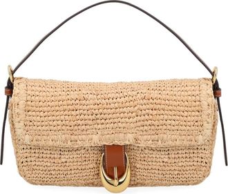 Staud Brown Harlow Structured Raffia Shoulder Bag