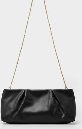 Simons Womens XL pleated faux-leather clutch