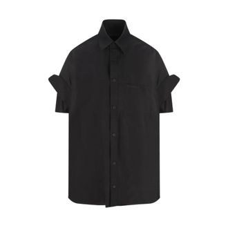 Balenciaga Button-up Embroidered Shirt - Dames - Blouses & Shirts - Zwart - Maat: XS Katoen